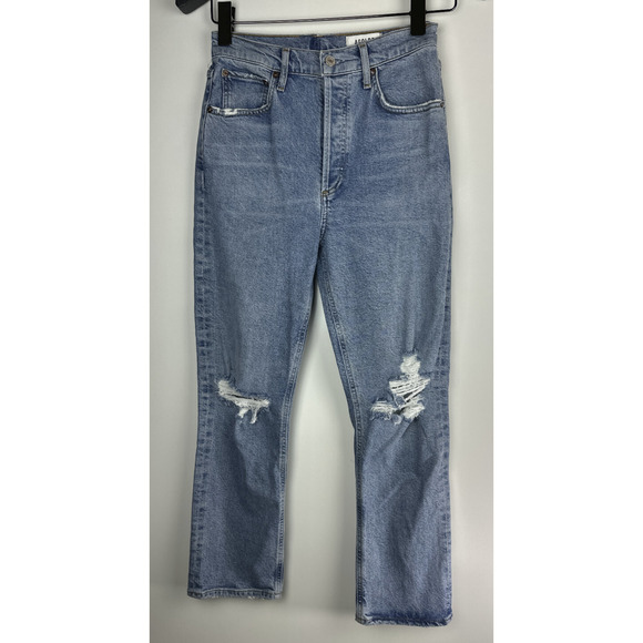 *Altered* Agolde Riley High Rise Straight Crop Distressed Denim Jeans 26" Waist - Picture 11 of 11